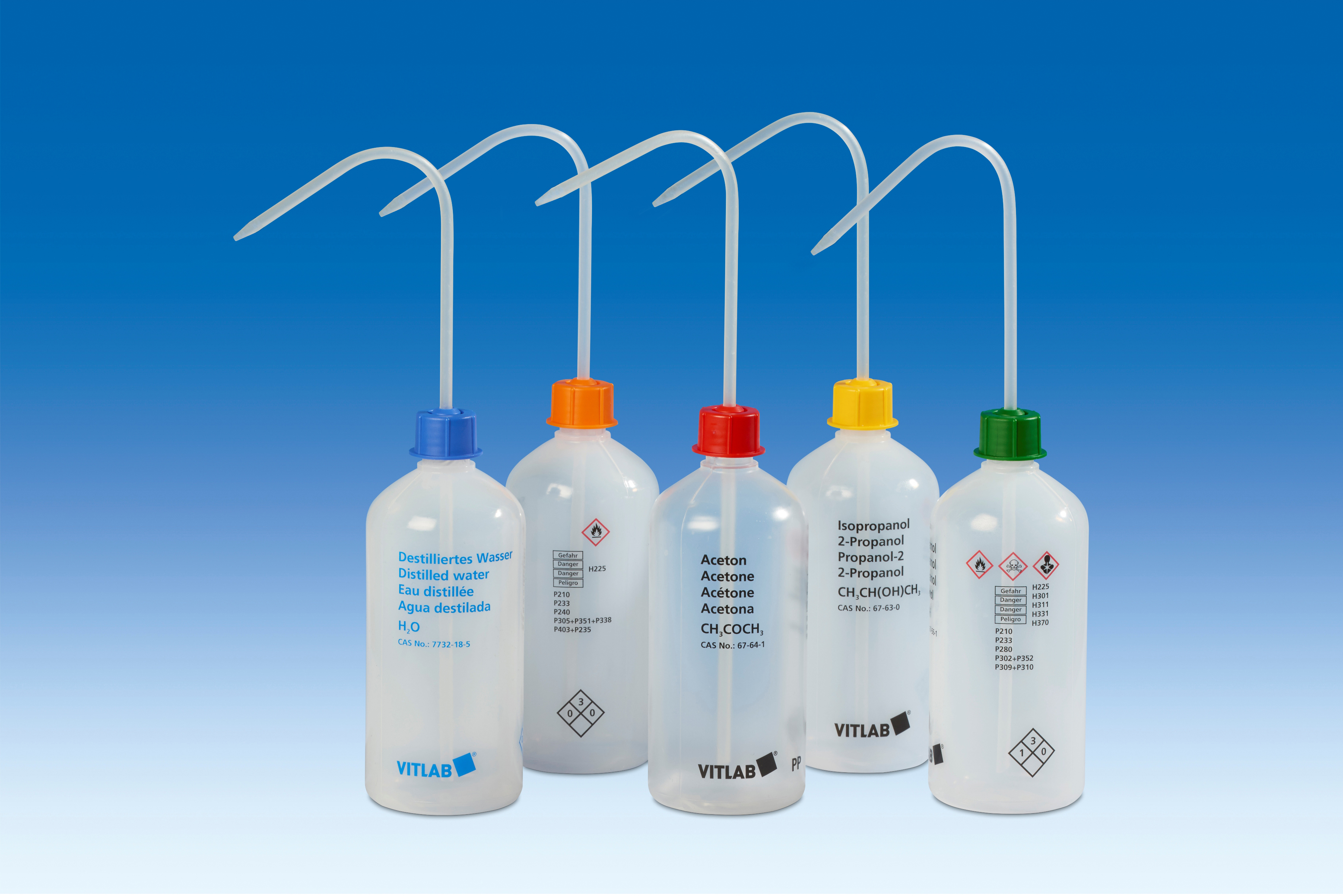 VITSAFE safety wash bottles 250ml (Ethanol), narrow-mouth (Pack of 12)